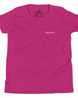 Boys' essential lightweight t-shirt in berry pink, front view.
