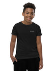 Boys' essential lightweight t-shirt in black, front view.