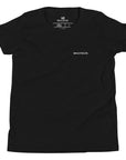 Boys' essential lightweight t-shirt in black, front view.
