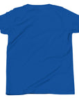 Boys' essential lightweight t-shirt in blue, back view.