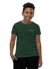 Boys' essential lightweight t-shirt in forest green, front view.