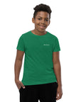 Boys' essential lightweight t-shirt in green, front view.
