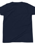 Boys' essential lightweight t-shirt in midnight blue, back view.