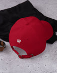 Unisex Classic baseball cap in red with embroidered WR logo, back view