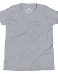 Girls essential lightweight t-shirt in ash heather, front view.
