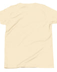 Girls essential lightweight t-shirt in beige, back view.