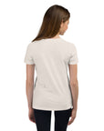 Girls essential lightweight t-shirt in bone, back view.