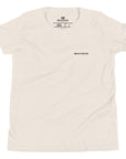 Girls essential lightweight t-shirt in bone, front view.