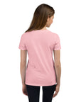 Girls essential lightweight t-shirt in pink, back view.