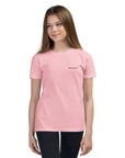 Girls essential lightweight t-shirt in pink, front view.