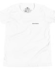 Girls essential lightweight t-shirt in white, front view.