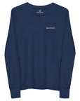 Girls essential long sleeve t-shirt in blue, front view.