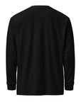 Men's heavyweight long sleeve t-shirt in black, back view