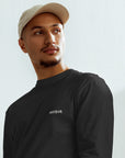 Men's heavyweight long sleeve t-shirt in black, front view