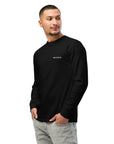 Men's heavyweight long sleeve t-shirt in black, front view