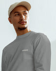 Men's heavyweight long sleeve t-shirt in gray, front view
