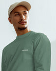 Men's heavyweight long sleeve t-shirt in green, front view