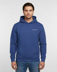 Men's premium heavyweight hoodie in blue with "WHATEVR" text, front view