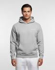 Men's premium heavyweight hoodie in light gray with "WHATEVR" text, front view
