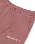 Men's essential relaxed sweatpants in maroon with embroidered detailing, front view.