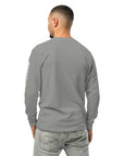 Men's premium heavyweight long sleeve t-shirt in gray, back view