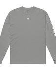 Men's premium heavyweight long sleeve t-shirt in gray, front view
