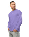 Men's premium heavyweight long sleeve t-shirt in purple, front view