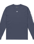 Men's premium heavyweight long sleeve t-shirt in blue, front view