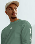 Men's premium heavyweight long sleeve t-shirt in green, front view