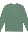 Men's premium heavyweight long sleeve t-shirt in green, front view