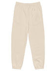 Men's premium heavyweight sweatpants in beige, back view.