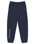 Men's premium heavyweight sweatpants in blue, front view.