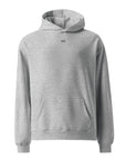 Men's premium heavyweight hoodie in ash heather with "WR" logo, front view.