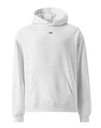 Men's premium heavyweight hoodie in white heather with "WR" logo, front view.