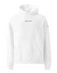 Men's premium heavyweight hoodie in white with "WHATEVR" text, front view.