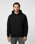 Men's premium heavyweight hoodie in black with "WR" logo, front view.