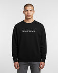 Men's premium crewneck sweatshirt in black with embroidered detailing, front view