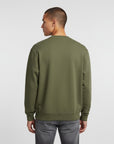 Men's premium crewneck sweatshirt in green with embroidered detailing, back view