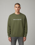 Men's premium crewneck sweatshirt in green with embroidered detailing, front view