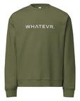 Men's premium crewneck sweatshirt in green with embroidered detailing, front view