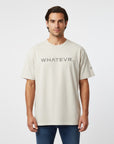 Men's premium heavyweight oversized t-shirt in beige, front view
