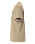 Men's premium heavyweight oversized t-shirt in khaki, side view
