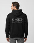 Men's premium heavyweight hoodie in green with "WHATEVR" text, back view.