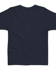 Toddler's essential t-shirt in midnight blue, back view.