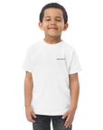 Toddler's essential t-shirt in white, front view.