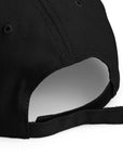 Unisex Unbothered baseball cap in black with WHATEVR text, back view