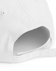 Unisex Unbothered baseball cap in white with WHATEVR text, back view
