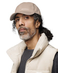Unisex Classic baseball cap in beige with WHATEVR logo, front view