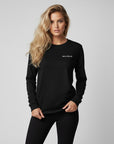 Women's heavyweight long sleeve t-shirt in black, front view