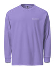 Women's heavyweight long sleeve t-shirt in purple, front view